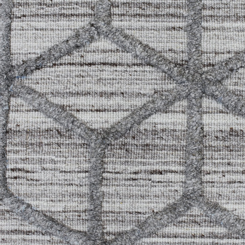 Hand Woven Overtufted Kilim Geometric Polypropylene Light Gray authentic Rectangle Area Rug